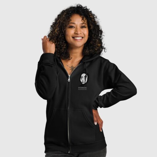 Unisex heavy blend illusion zip hoodie