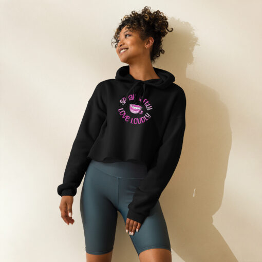 Oversized Speak Slowly Love Loudly Crop Hoodie