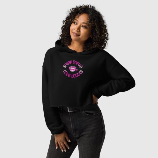 Oversized Speak Slowly Love Loudly Crop Hoodie