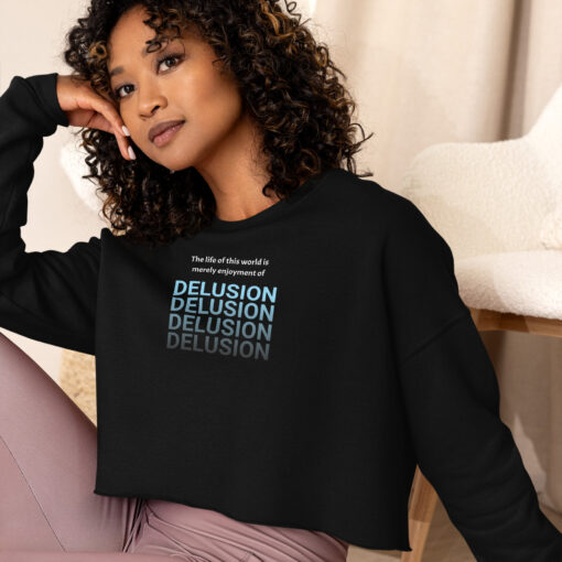 Delusion Fleece Crop Sweatshirt For Women