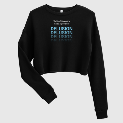 Delusion Fleece Crop Sweatshirt For Women