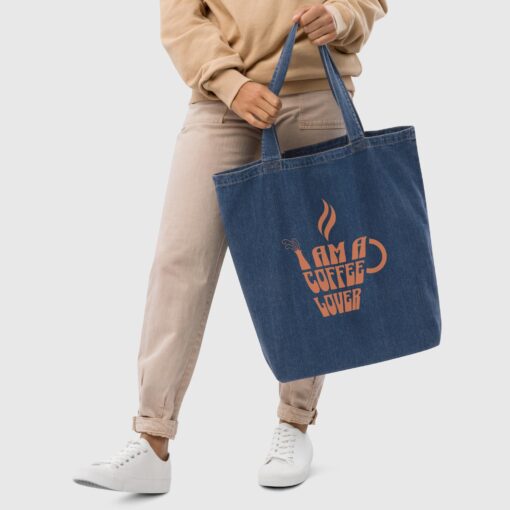 Organic Denim Coffee Lover Tote Bag