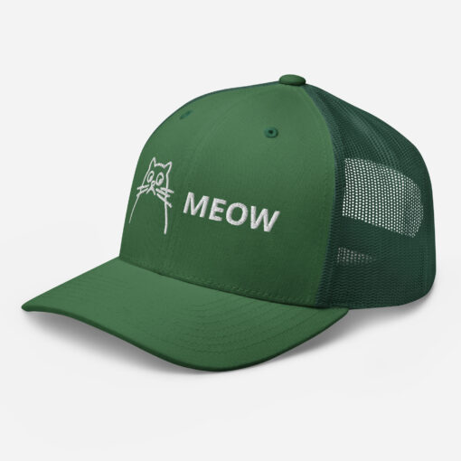 Unisex Embroidered Meow Trucker Cap