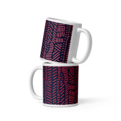 Red broken line printed glossy mug