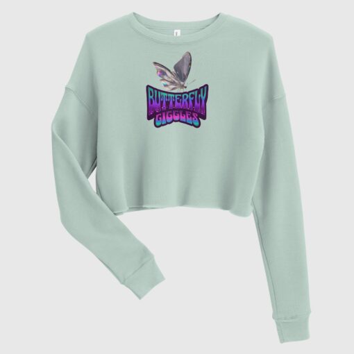 Premium Butterfly Giggles Fleece Crop Sweatshirt