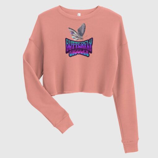 Premium Butterfly Giggles Fleece Crop Sweatshirt
