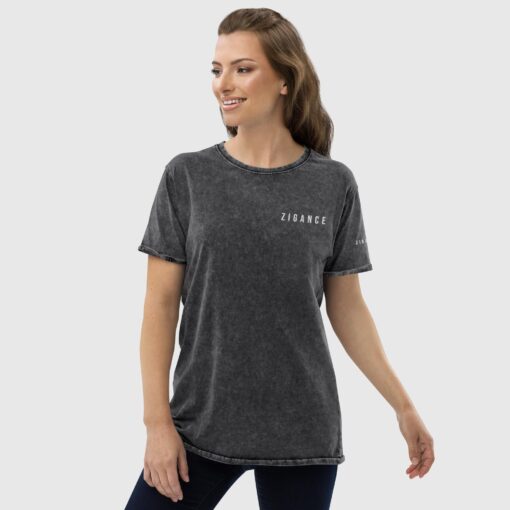 Denim Zigance Embroidered T-Shirt For Women
