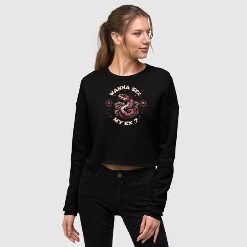 Delusion Fleece Crop Sweatshirt For Women